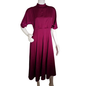 Gal Meets Glam Women’s Red Dress Sz 2 Short Sleeve Mock Neck Back Zipper Lined